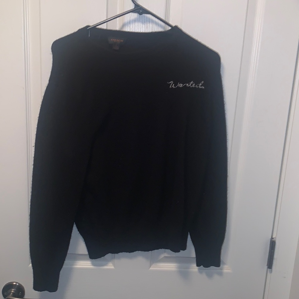 Pre Loved Coach Wanted Intarsia Sweater in Black Wool Women Black M